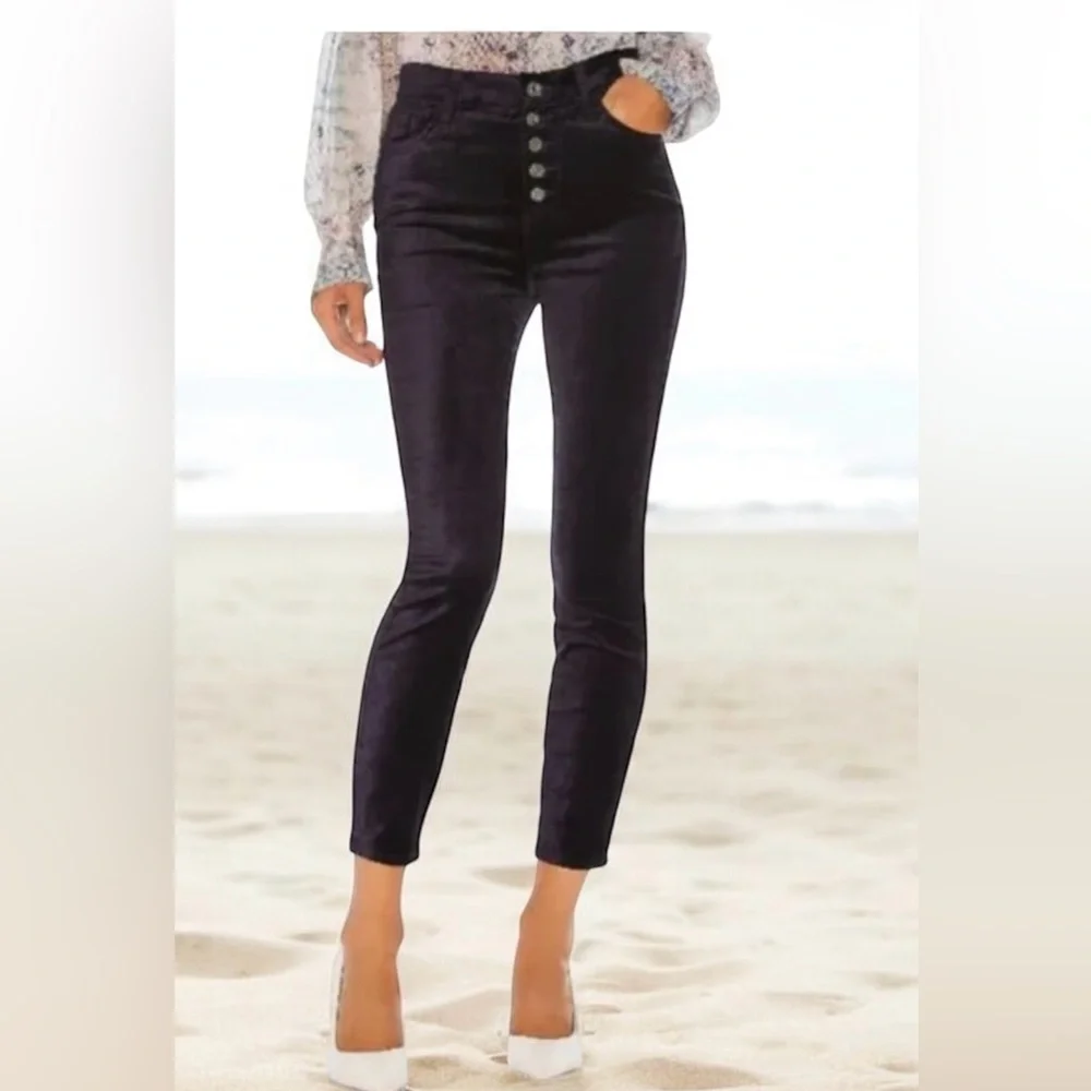 🎉Host Pic🎉 FREE Shipping!! 7 For All Man Kind Black Velvet Super Skinny pants - Picture 1 of 10